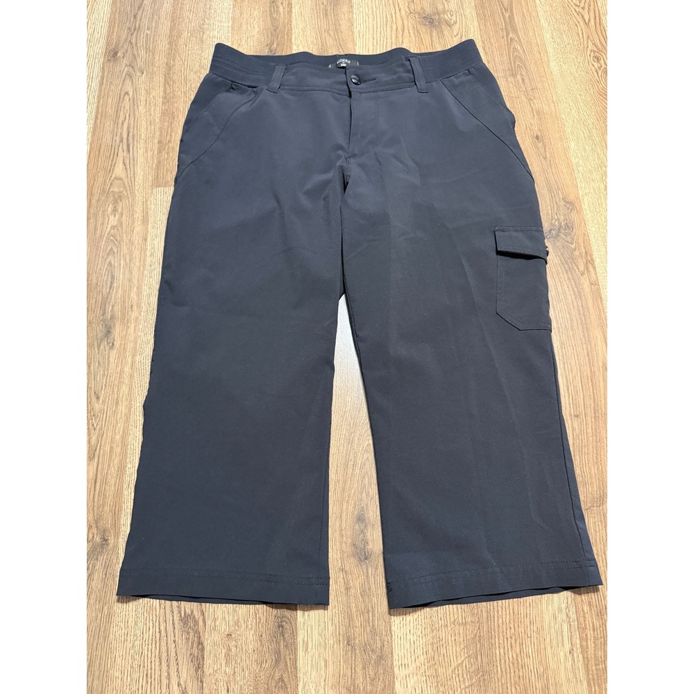 Riders by Lee Pants Womens Size 14 M Black Capri Cargo Pocket Casual